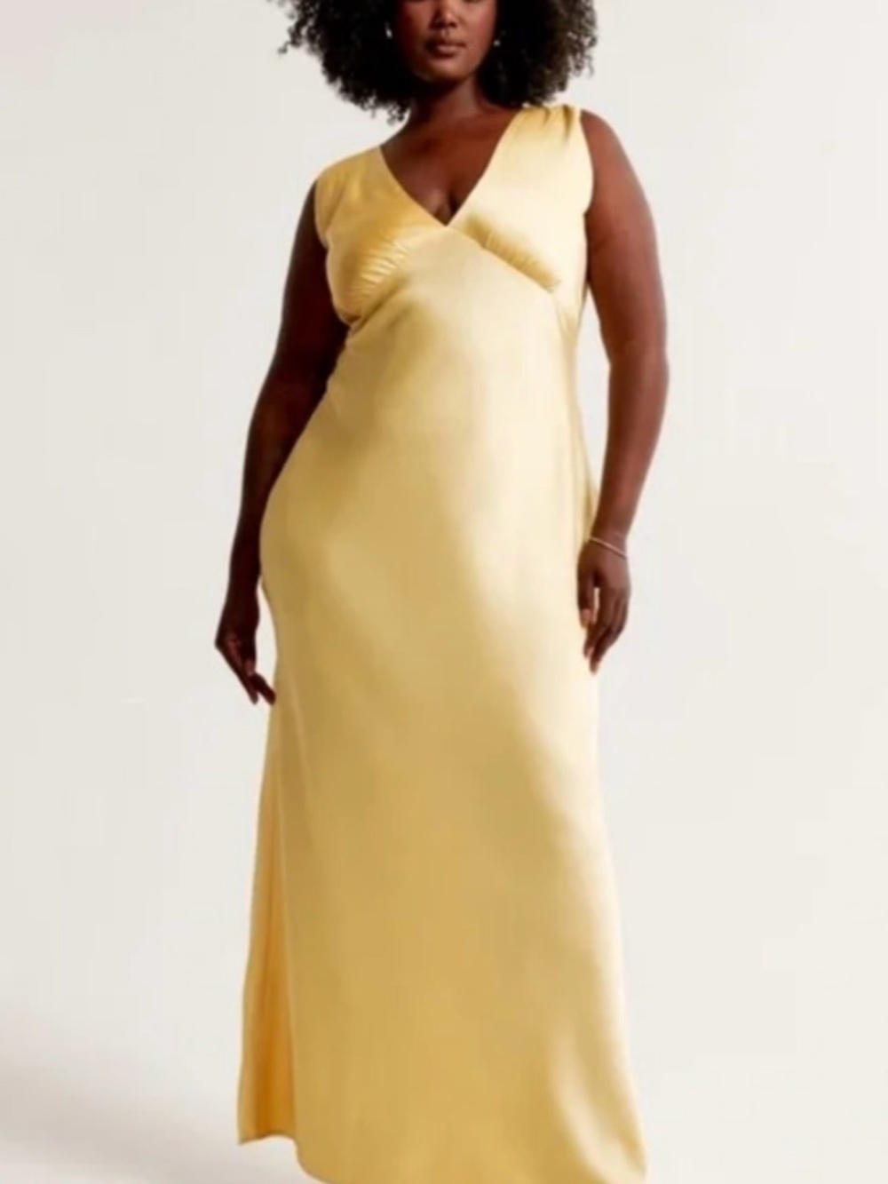 NWT Abercrombie Yellow Satin Cowl Back Dress - Medium
